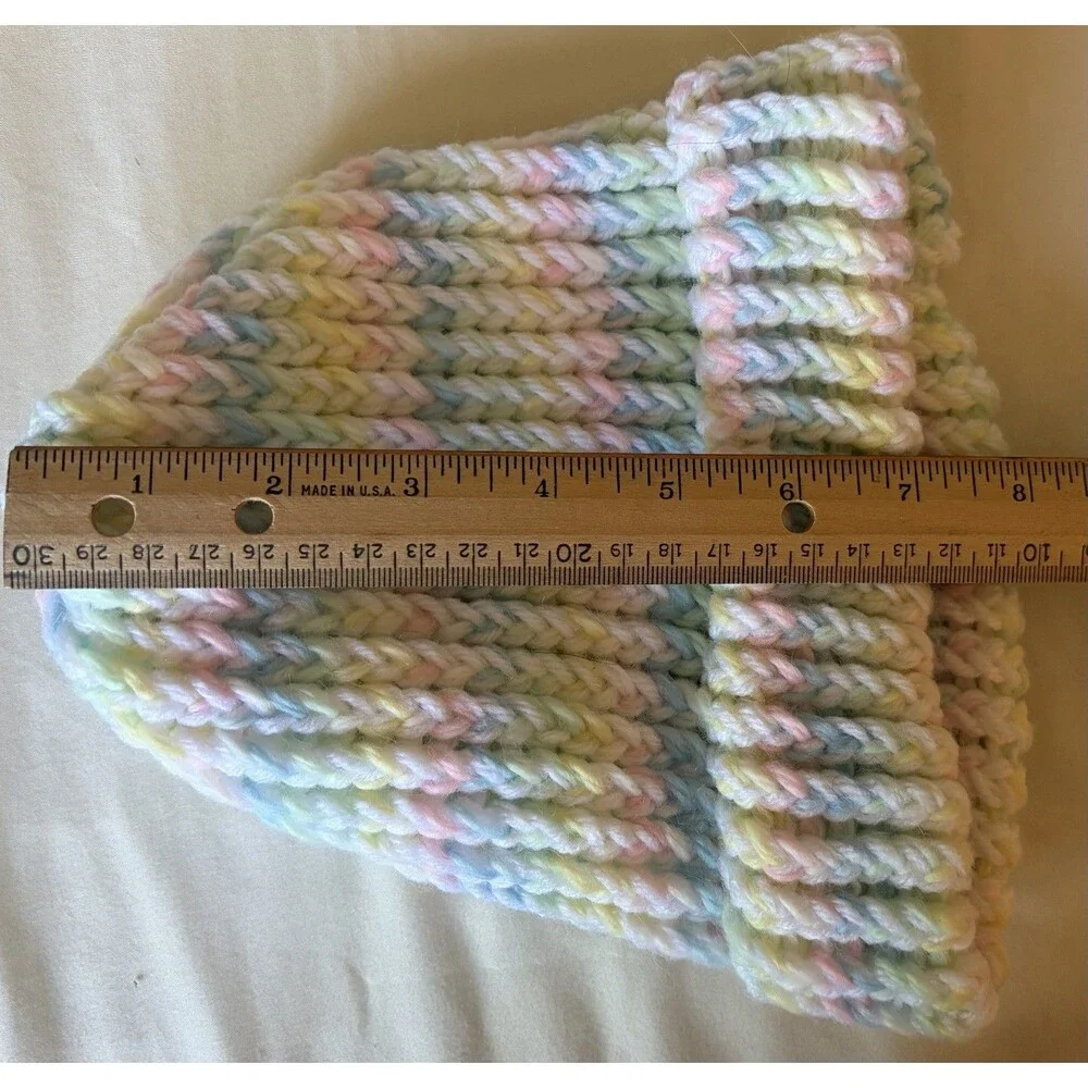 Rainbow Colored Knit Beanie And Scarf Set For Kids